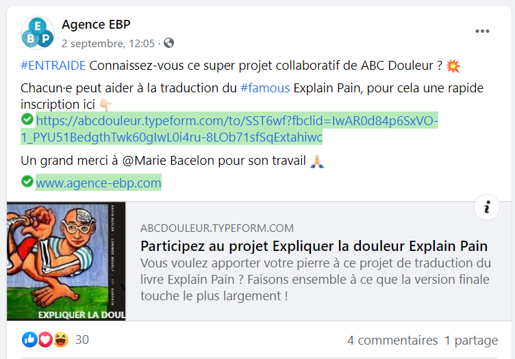 L'Agence EBP parle du projet collaboratif Explain Pain - Expliquer la douleur