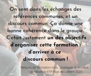 Discours commun - formation Intra Expliquer la douleur